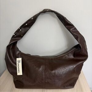No Boundaries New! Dark Brown Hobo Bag with Studded Strap